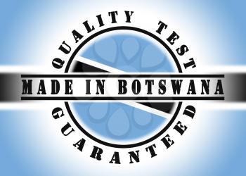 Quality test guaranteed stamp with a national flag inside, Botswana