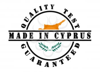 Quality test guaranteed stamp with a national flag inside, Cyprus