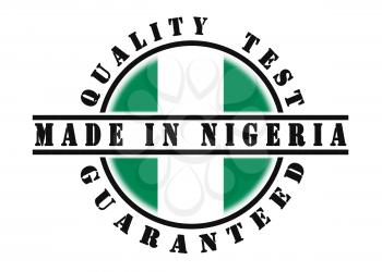 Quality test guaranteed stamp with a national flag inside, Nigeria