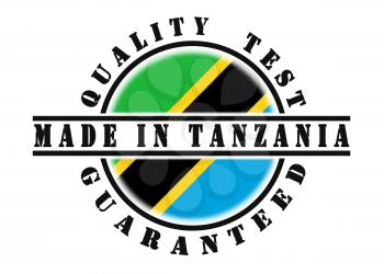 Quality test guaranteed stamp with a national flag inside, Tanzania