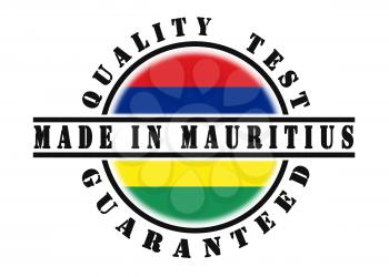 Quality test guaranteed stamp with a national flag inside, Mauritius