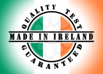 Quality test guaranteed stamp with a national flag inside, Ireland