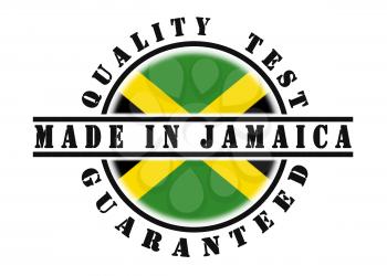 Quality test guaranteed stamp with a national flag inside, Jamaica