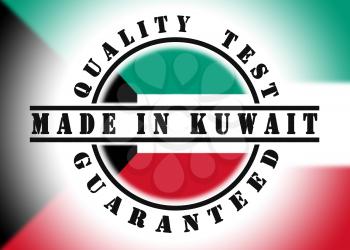 Quality test guaranteed stamp with a national flag inside, Kuwait