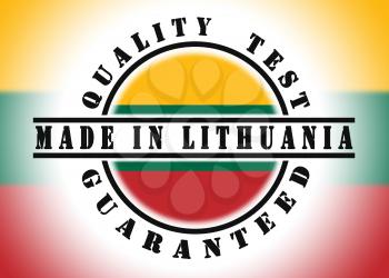 Quality test guaranteed stamp with a national flag inside, Lithuania