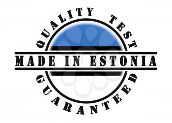 Quality test guaranteed stamp with a national flag inside, Estonia