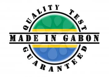 Quality test guaranteed stamp with a national flag inside, Gabon