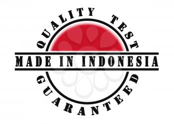 Quality test guaranteed stamp with a national flag inside, Indonesia