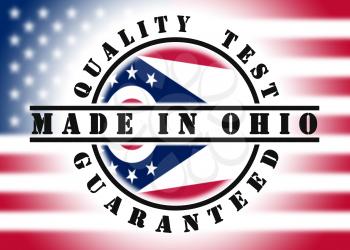 Quality test guaranteed stamp with a state flag inside, Ohio