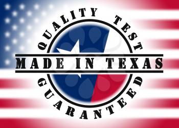 Quality test guaranteed stamp with a state flag inside, Texas