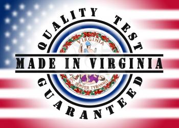 Quality test guaranteed stamp with a state flag inside, Virginia