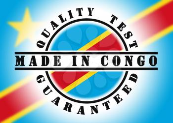 Quality test guaranteed stamp with a national flag inside, Congo