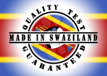 Quality test guaranteed stamp with a national flag inside, Swaziland