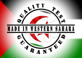 Quality test guaranteed stamp with a national flag inside, Western Sahara