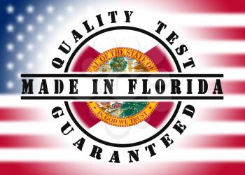 Quality test guaranteed stamp with a state flag inside, Florida
