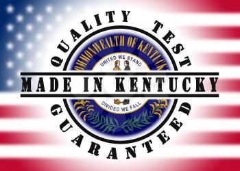Quality test guaranteed stamp with a state flag inside, Kentucky