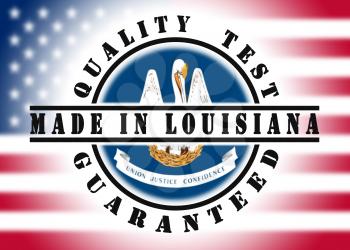 Quality test guaranteed stamp with a state flag inside, Louisiana
