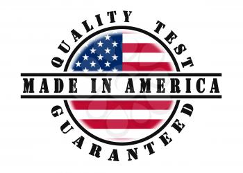 Quality test guaranteed stamp with a national flag inside, USA