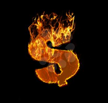 Fire dollar sign, isolated on a black background