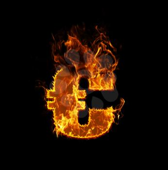 Fire euro sign on a black background, eurocrisis