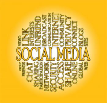 Word cloud social media with a colorful background