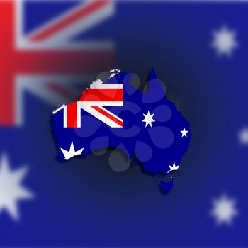 Australia map with the flag inside, isolated