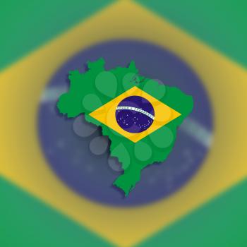Map of brazil with flag inside, isolated