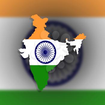 Map of India filled with flag, isolated