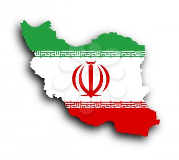 Map of Iran and Iranian flag illustration, isolated