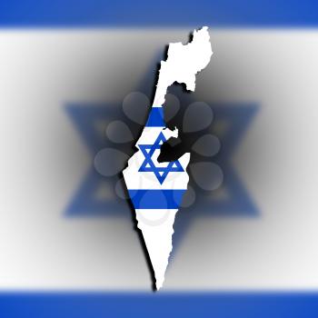 Israel map with the flag inside, isolated