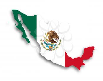 Map of Mexico filled with flag, isolated