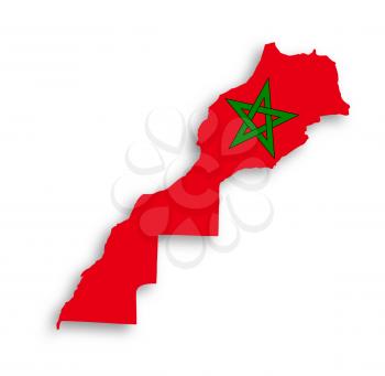 Morocco map with the flag inside, isolated