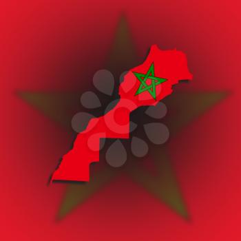Morocco map with the flag inside, isolated