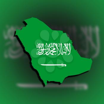Saudi arabia map filled with flag, isolated