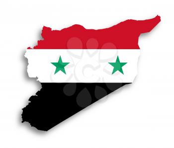 Syria map with the flag inside, isolated