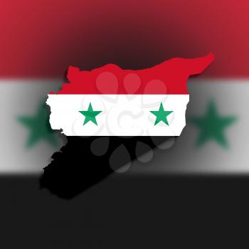 Syria map with the flag inside, isolated