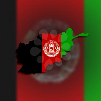 Map of Afghanistan filled with flag, isolated