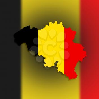 Flag and country border line of belgium, isolated