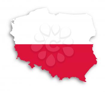 Poland map with the flag inside, isolated