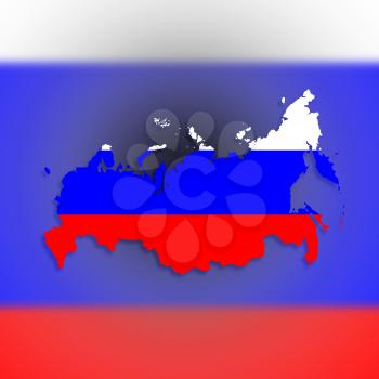 Map of Russia with flag inside, isolated