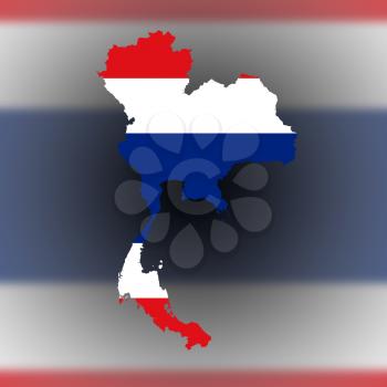 Map of Thailand filled with flag, isolated