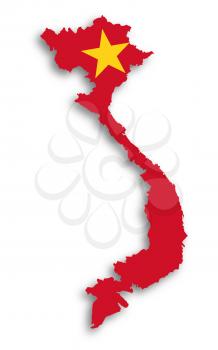 Map of Vietnam filled with flag, isolated