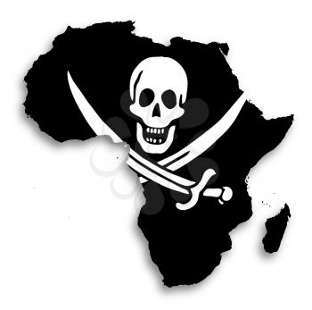 Map of Africa filled with a pirate flag, isolated