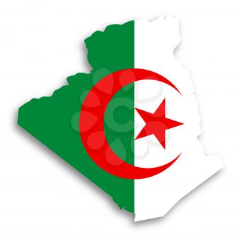 Map of Algeria filled with flag, isolated