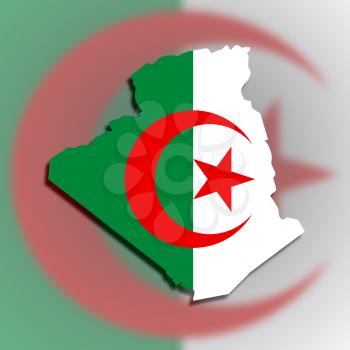 Map of Algeria filled with flag, isolated
