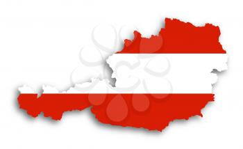 Map of Austria filled with flag, isolated