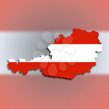 Map of Austria filled with flag, isolated