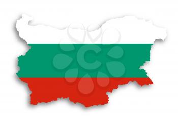 Map of Bulgaria filled with flag, isolated