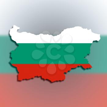 Map of Bulgaria filled with flag, isolated