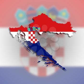 Map of Croatia filled with flag, isolated